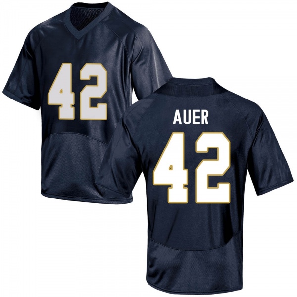 Marty Auer Notre Dame Fighting Irish NCAA Youth #42 Navy Blue Replica College Stitched Football Jersey LGM6355XG